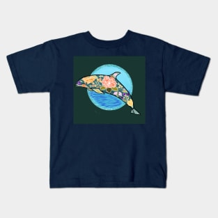 Floral Embellished Dolphin Kids T-Shirt